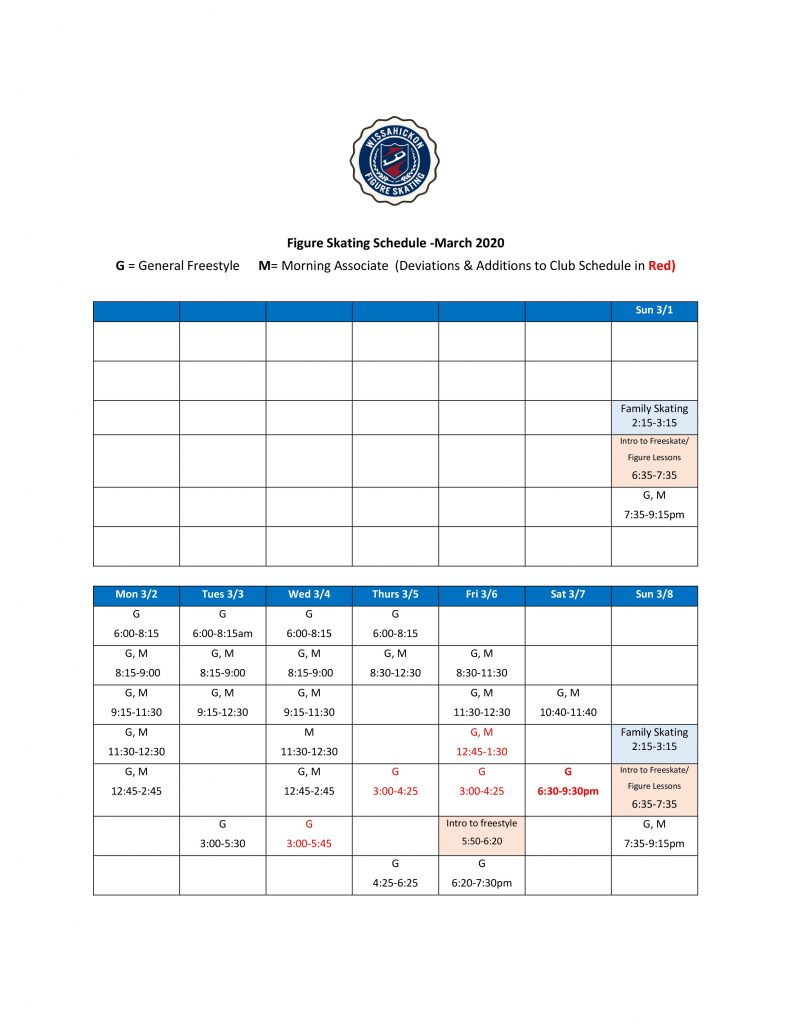 Club Figure Skating Schedules WSC