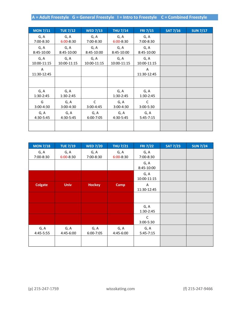 Figure Skating Schedules – WSC